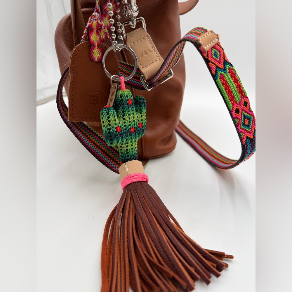 Consuela Brown Leather Hobo with Pink & Orange Accent Strap - Picture 5 of 8